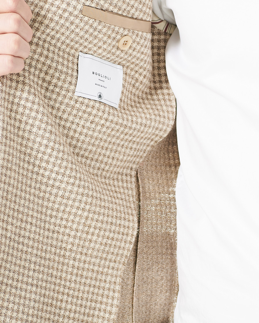 Herre | Dressjakker | Boglioli | K Jacket Jersey Vichy Blazer Beige