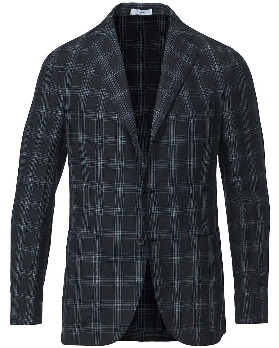 Herre | Dressjakker | Boglioli | K Jacket Wool/Linen Overcheck Blazer Navy