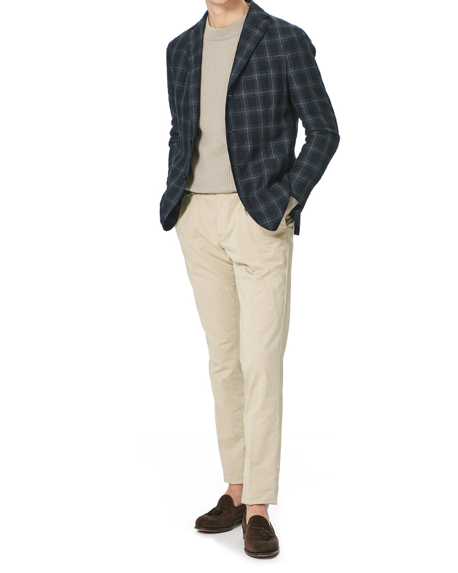 Herre | Dressjakker | Boglioli | K Jacket Wool/Linen Overcheck Blazer Navy