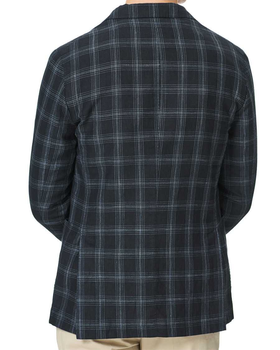 Herre | Dressjakker | Boglioli | K Jacket Wool/Linen Overcheck Blazer Navy