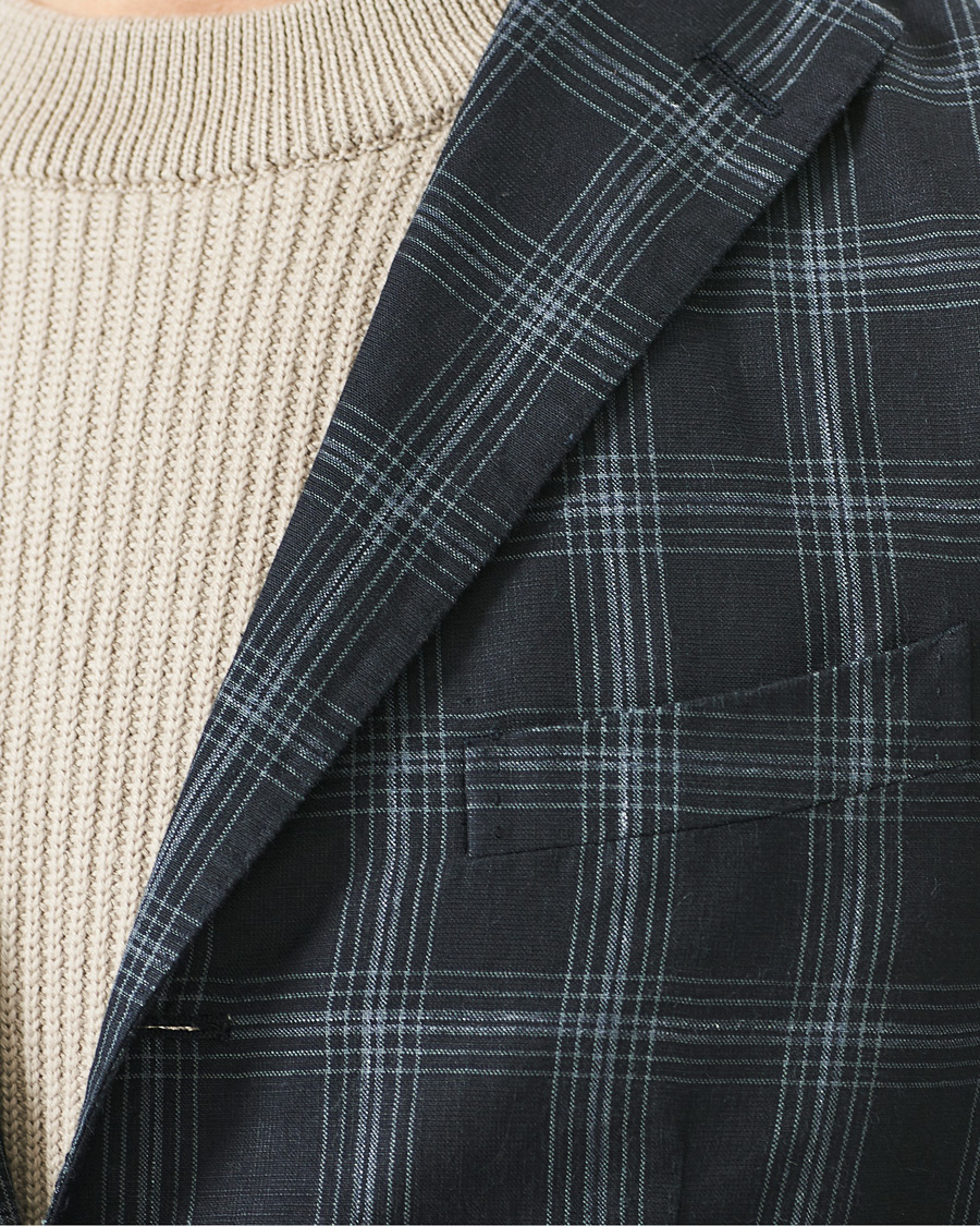 Herre | Dressjakker | Boglioli | K Jacket Wool/Linen Overcheck Blazer Navy