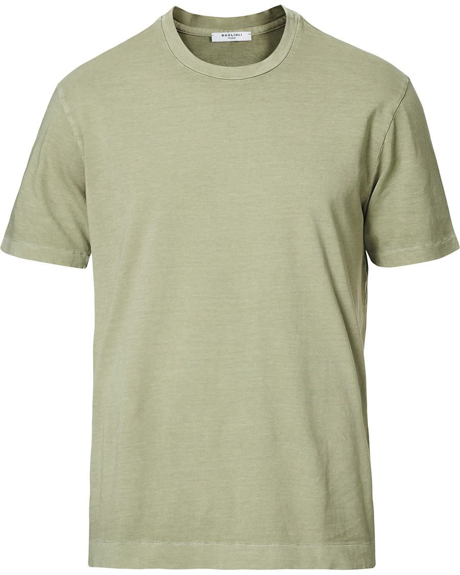 Herre | T-Shirts | Boglioli | Washed Cotton T-Shirt Sage Green