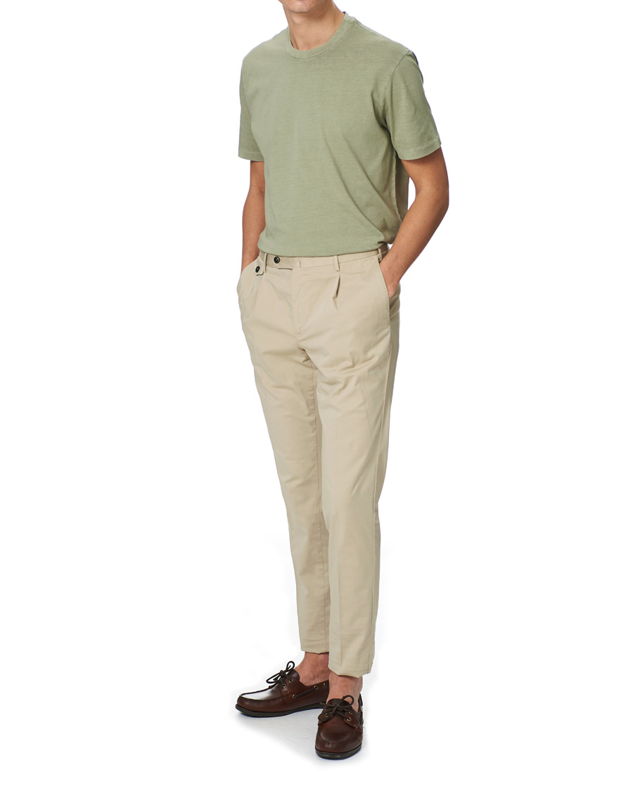 Herre | T-Shirts | Boglioli | Washed Cotton T-Shirt Sage Green