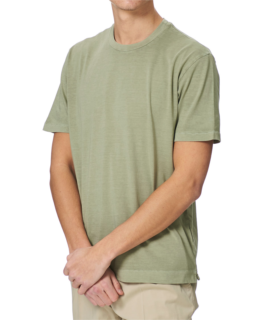 Herre | T-Shirts | Boglioli | Washed Cotton T-Shirt Sage Green