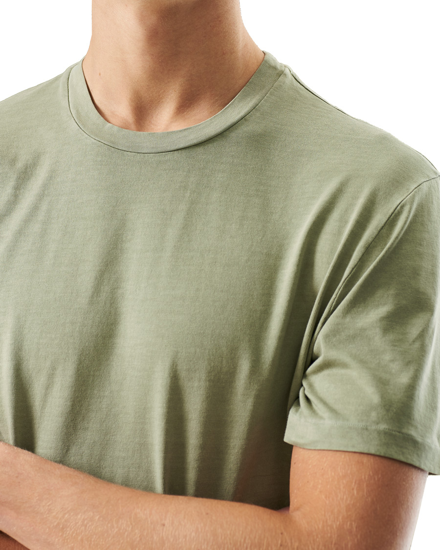 Herre | T-Shirts | Boglioli | Washed Cotton T-Shirt Sage Green