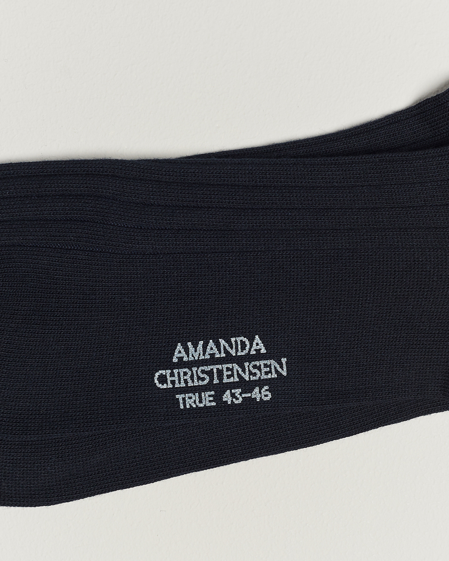 Herre | Undertøy | Amanda Christensen | 3-Pack True Cotton Ribbed Socks Dark Navy