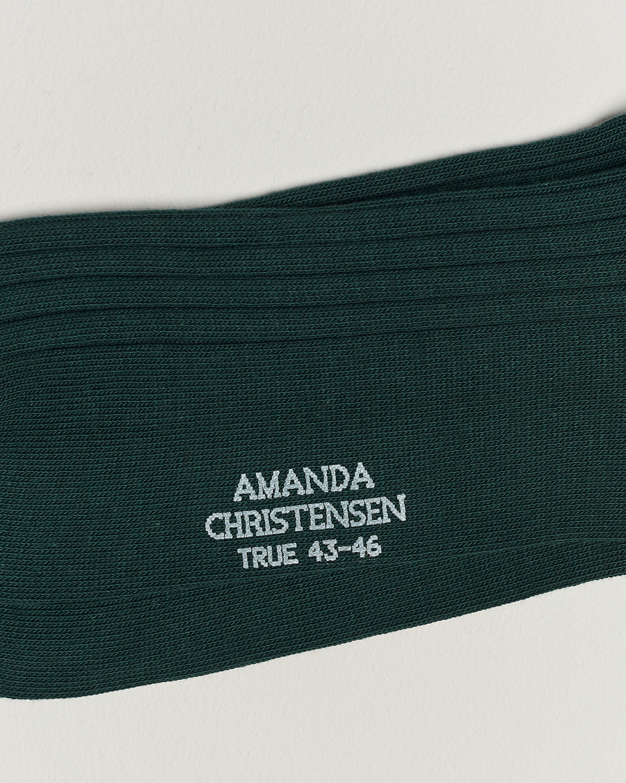 Herre | Vanlige sokker | Amanda Christensen | 3-Pack True Cotton Ribbed Socks Bottle Green