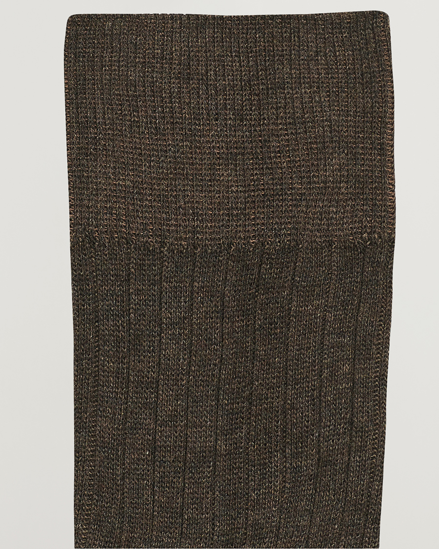 Herre | Undertøy | Amanda Christensen | 3-Pack True Cotton Ribbed Socks Brown Melange