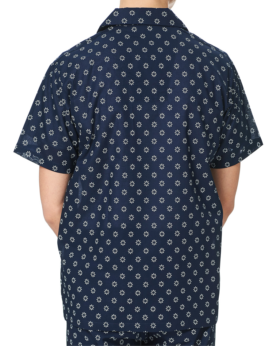Herre | Pyjamaser og badekåper | Derek Rose | Shortie Printed Cotton Pyjama Set Navy