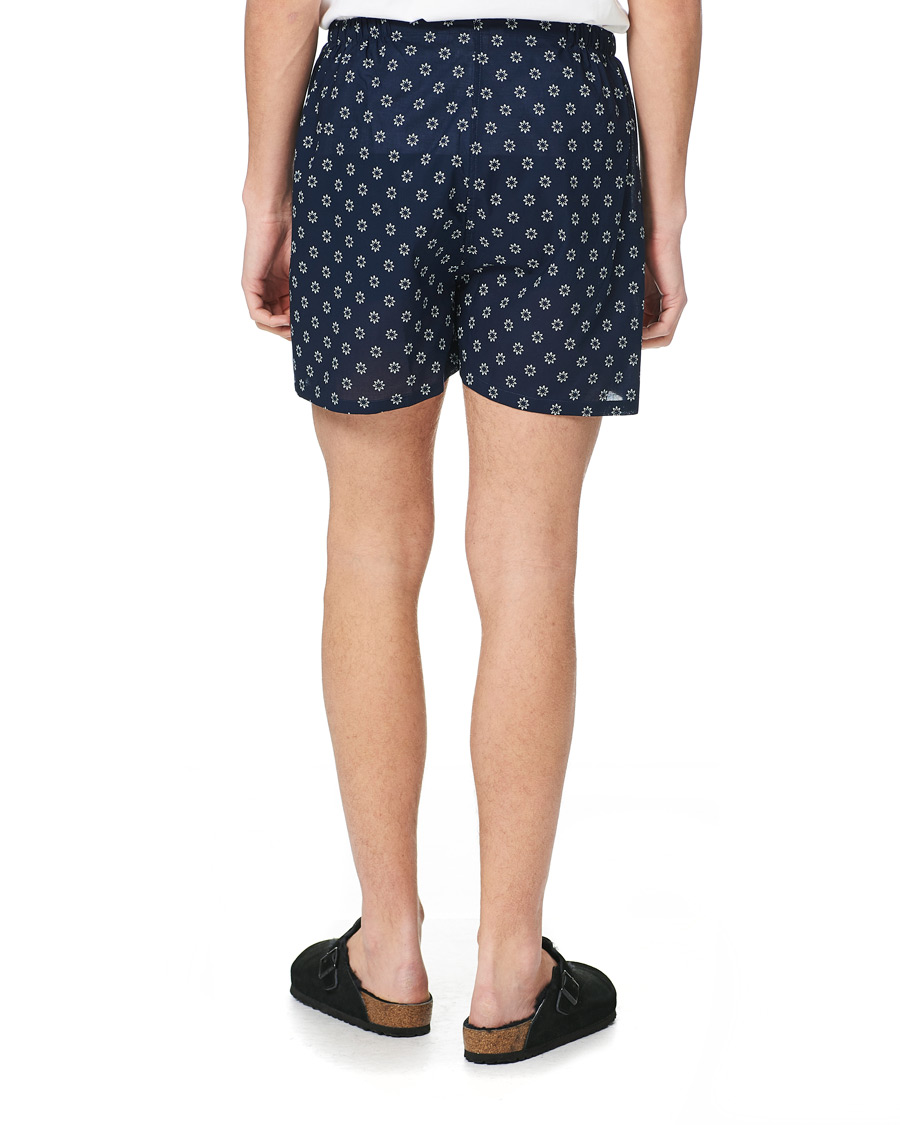 Herre | Pyjamaser og badekåper | Derek Rose | Shortie Printed Cotton Pyjama Set Navy