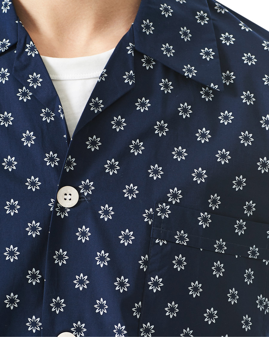 Herre | Pyjamaser og badekåper | Derek Rose | Shortie Printed Cotton Pyjama Set Navy