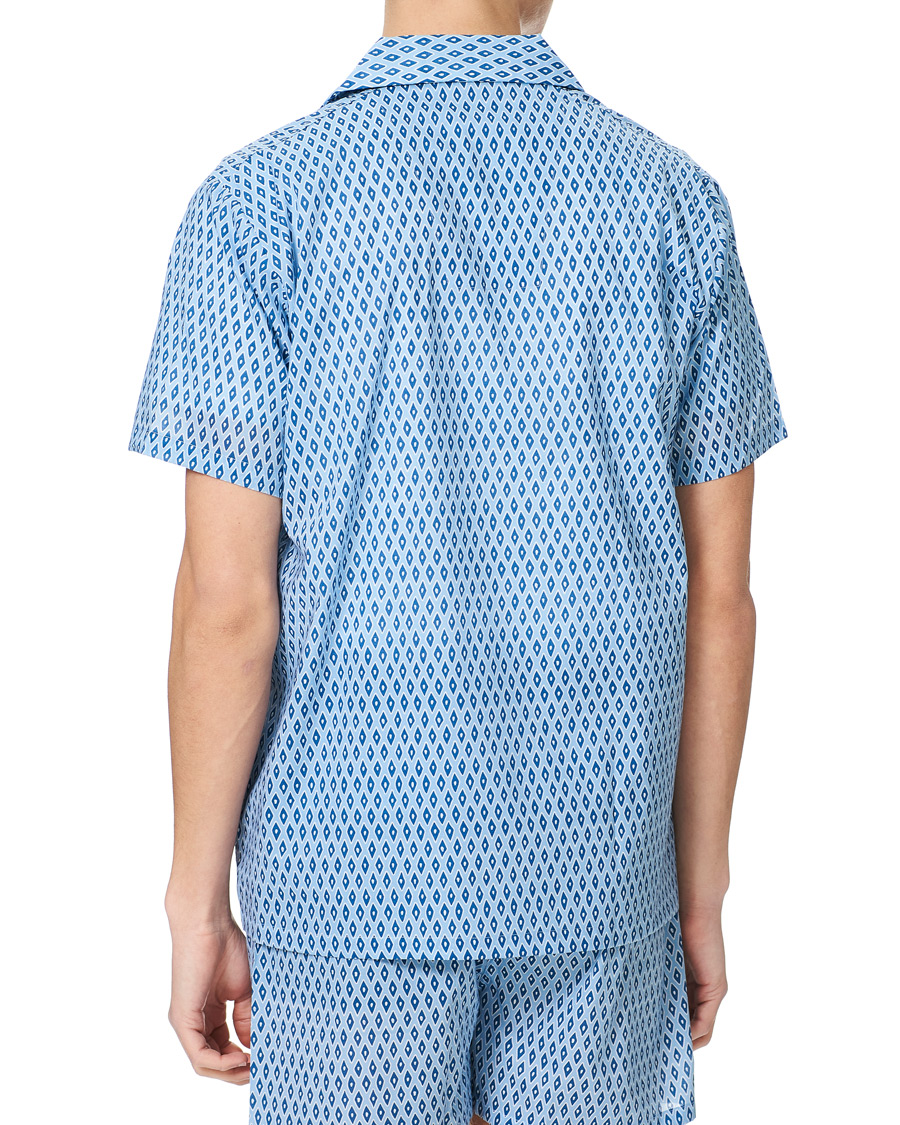 Herre | Pyjamaser og badekåper | Derek Rose | Shortie Printed Cotton Pyjama Set Blue