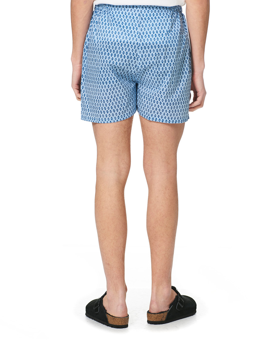 Herre | Pyjamaser og badekåper | Derek Rose | Shortie Printed Cotton Pyjama Set Blue