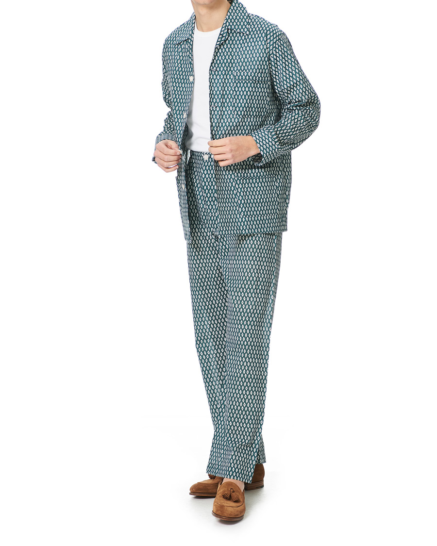 Herre | Pyjamaser og badekåper | Derek Rose | Printed Cotton Pyjama Set Green