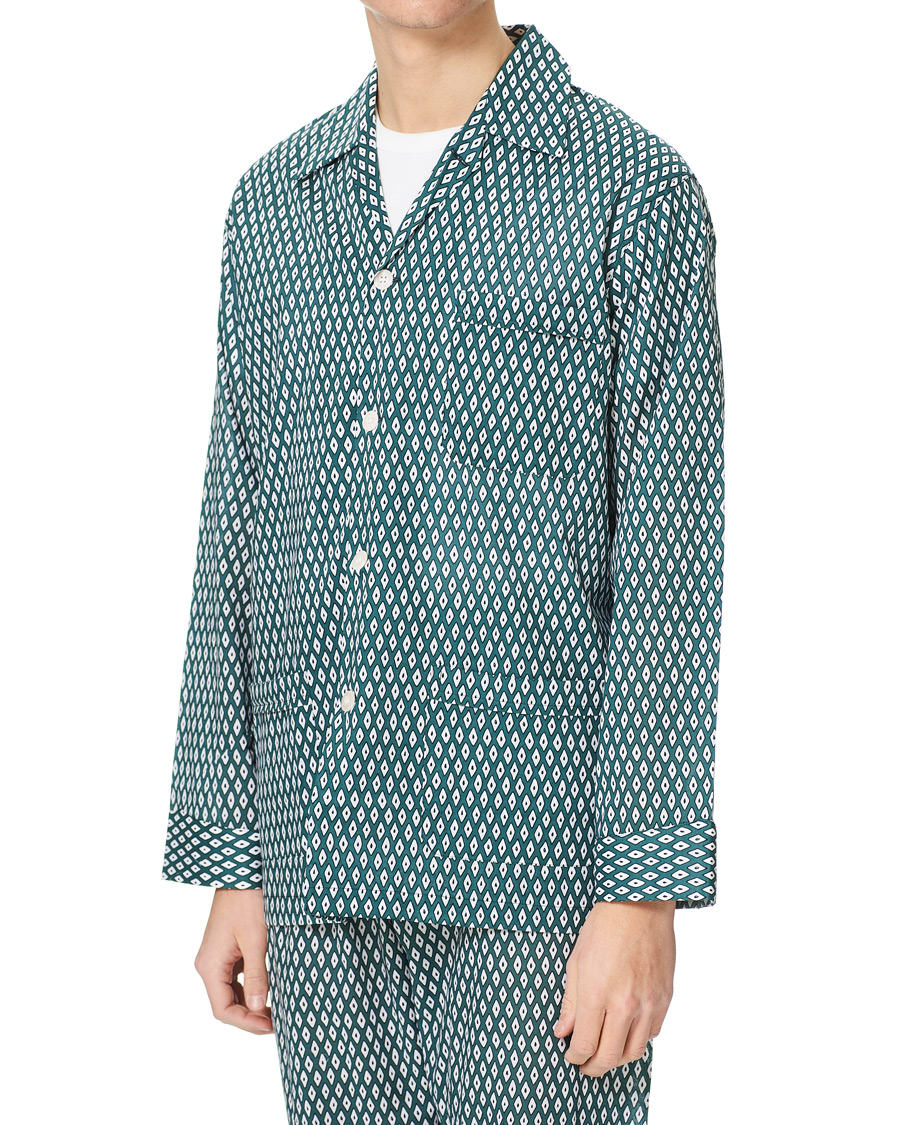 Herre | Pyjamaser og badekåper | Derek Rose | Printed Cotton Pyjama Set Green
