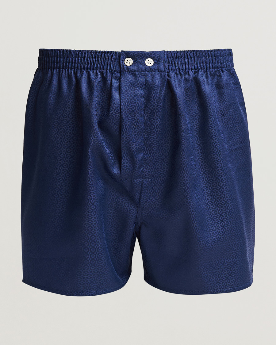 Herre | Undertøy | Derek Rose | Classic Fit Woven Cotton Boxer Shorts Navy