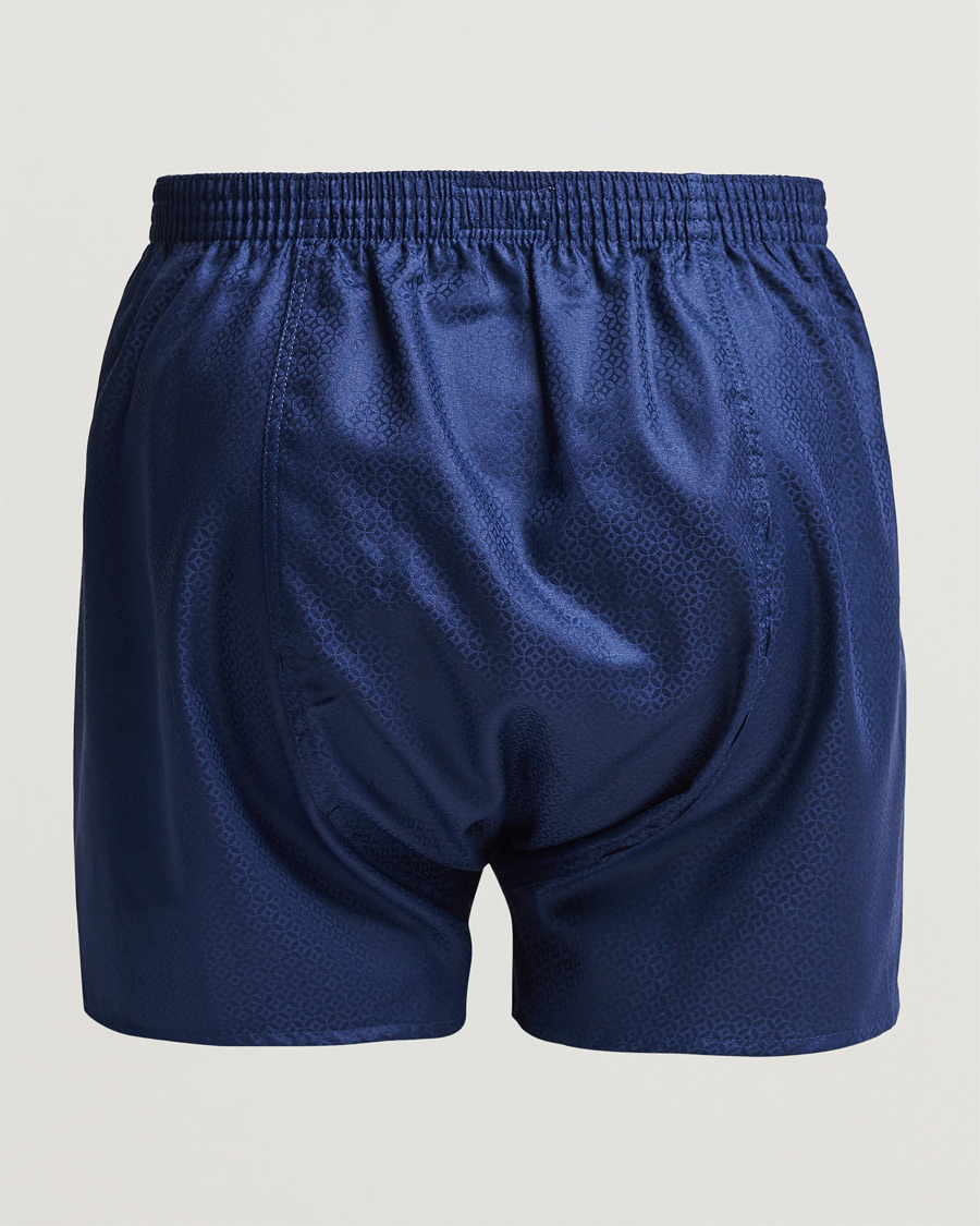 Herre | Best of British | Derek Rose | Classic Fit Woven Cotton Boxer Shorts Navy