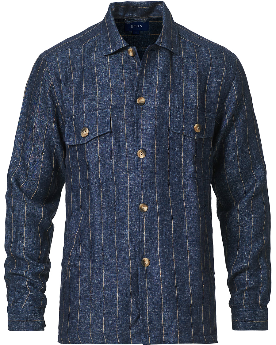 Herre | Skjorter | Eton | Linen Twill Overshirt Navy