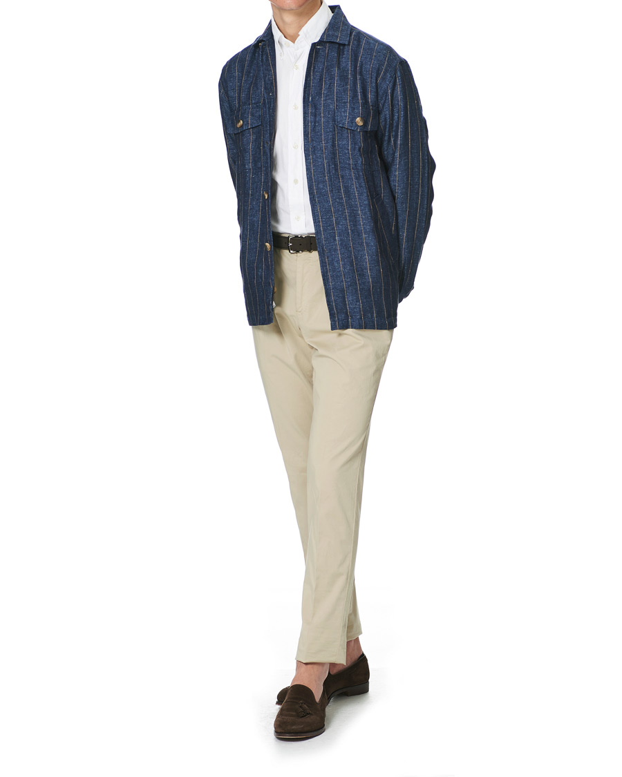 Herre | Skjorter | Eton | Linen Twill Overshirt Navy