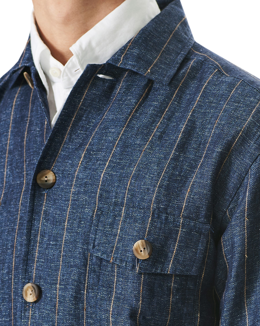 Herre | Skjorter | Eton | Linen Twill Overshirt Navy