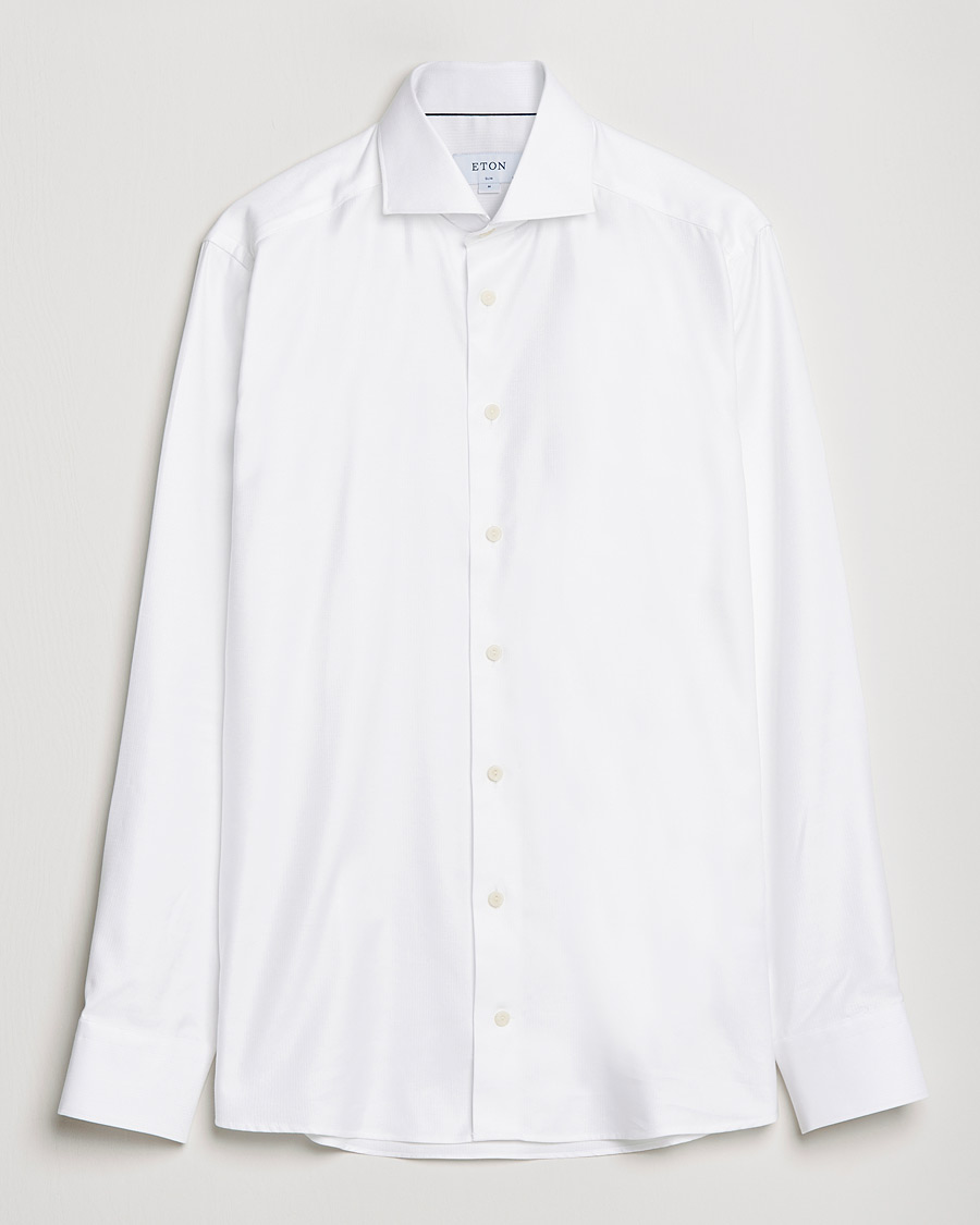 Herre | Skjorter | Eton | Cotton Lyocell Stretch Wide Spread Shirt White