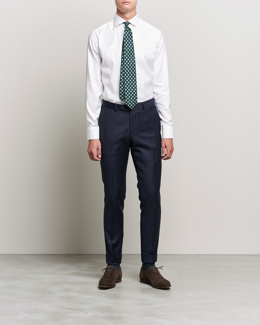 Herre | Skjorter | Eton | Cotton Lyocell Stretch Wide Spread Shirt White