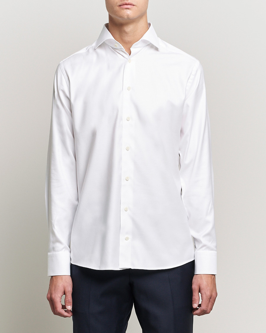 Herre | Skjorter | Eton | Cotton Lyocell Stretch Wide Spread Shirt White