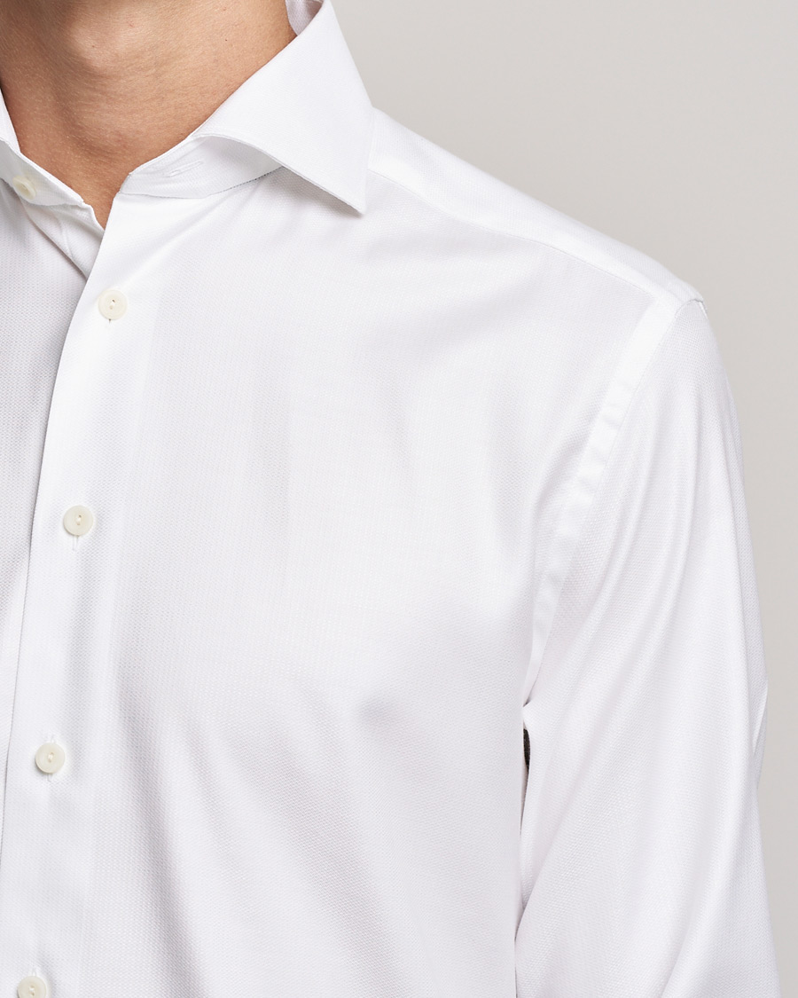 Herre | Skjorter | Eton | Cotton Lyocell Stretch Wide Spread Shirt White