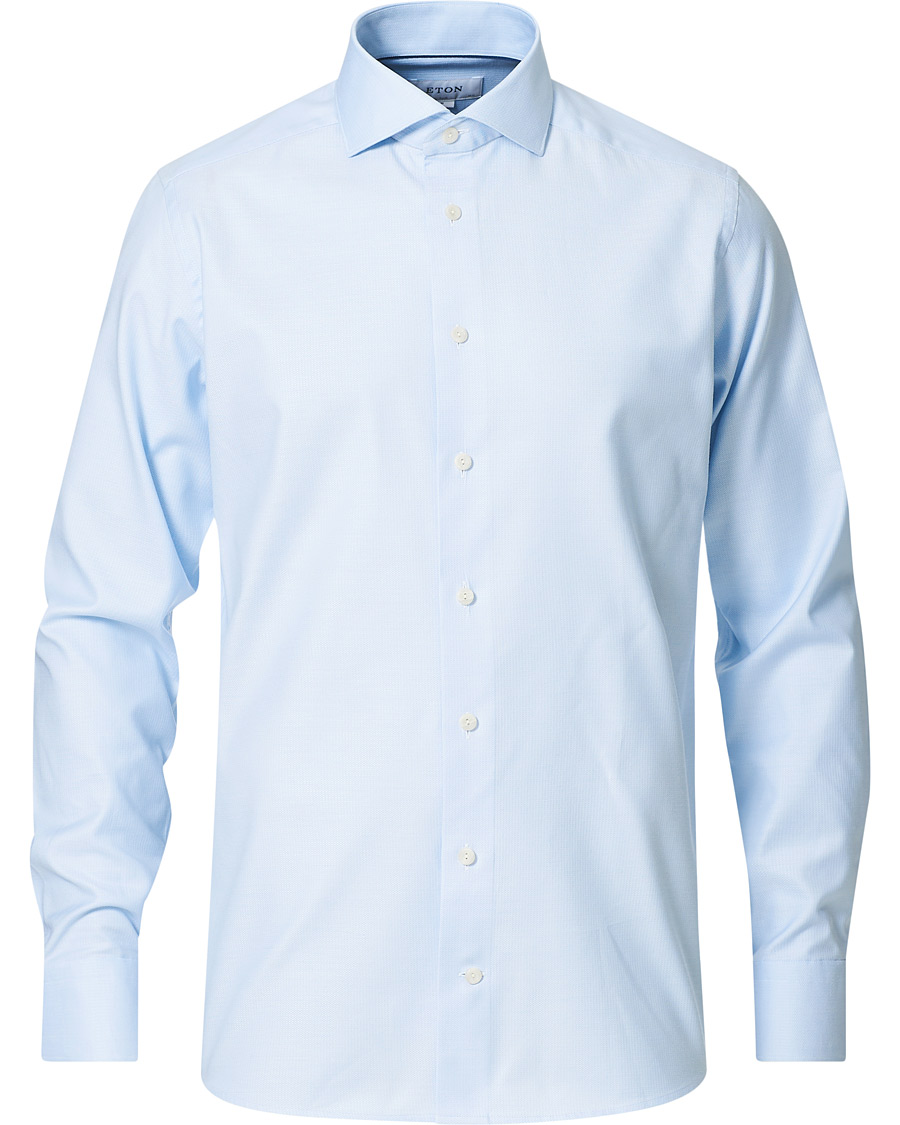 Herre | Skjorter | Eton | Cotton Lyocell Stretch Wide Spread Shirt Light Blue