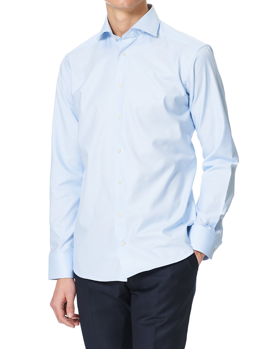 Herre | Skjorter | Eton | Cotton Lyocell Stretch Wide Spread Shirt Light Blue