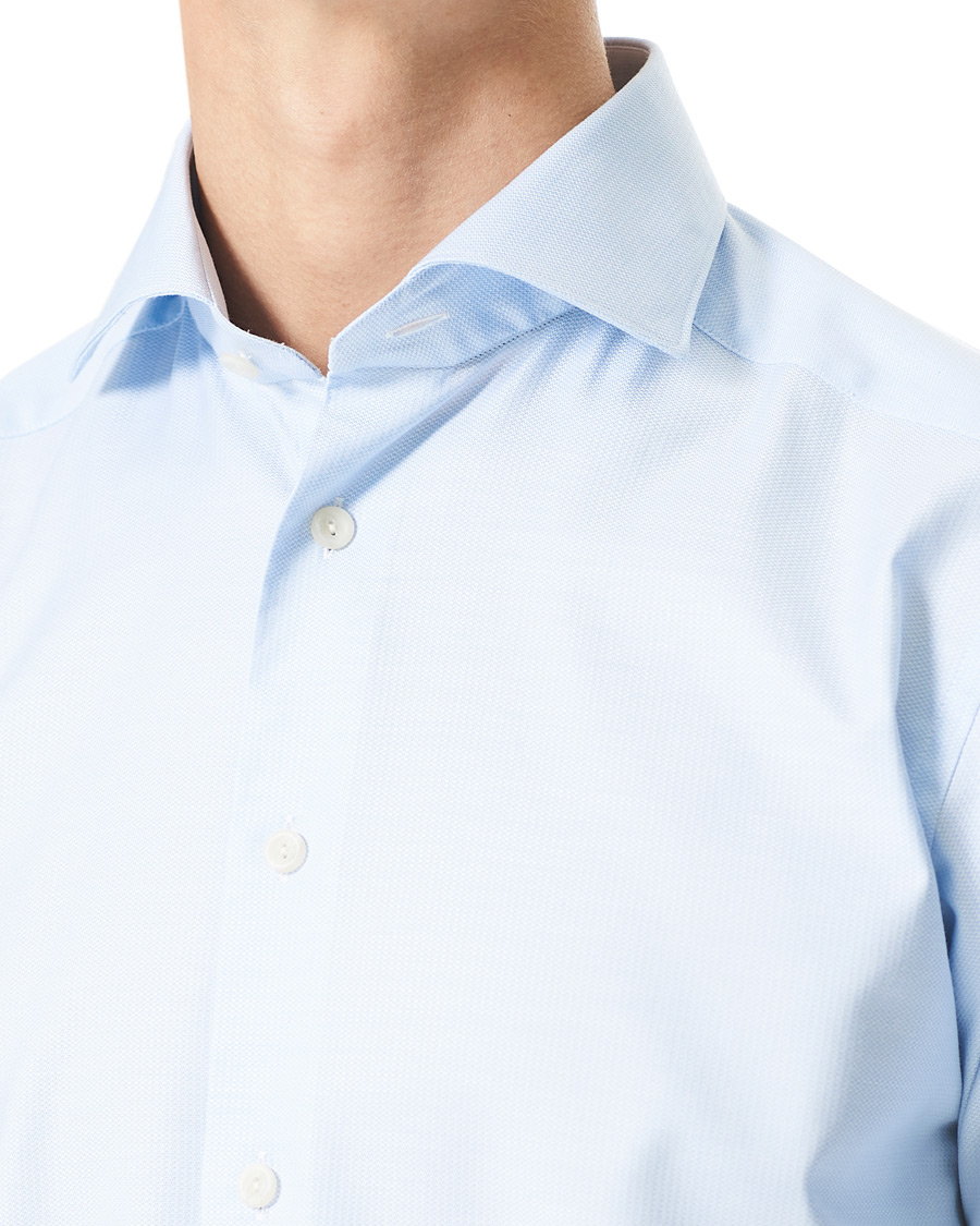 Herre | Skjorter | Eton | Cotton Lyocell Stretch Wide Spread Shirt Light Blue