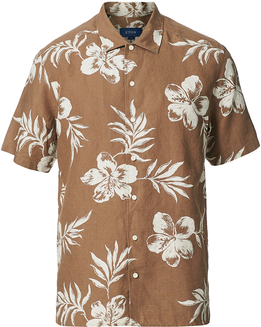 Herre | Skjorter | Eton | Linen Resort Short Sleeve Shirt Hibiscus