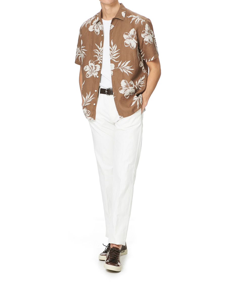 Herre | Skjorter | Eton | Linen Resort Short Sleeve Shirt Hibiscus