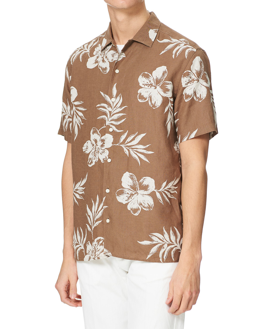 Herre | Skjorter | Eton | Linen Resort Short Sleeve Shirt Hibiscus
