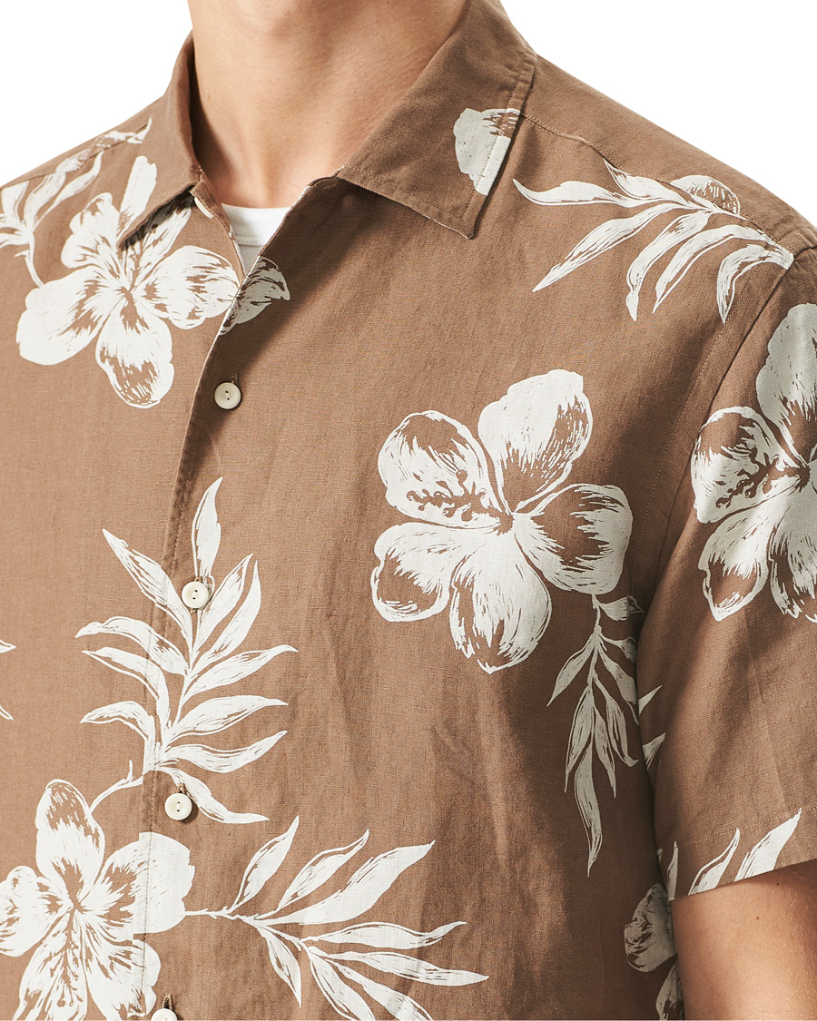 Herre | Skjorter | Eton | Linen Resort Short Sleeve Shirt Hibiscus