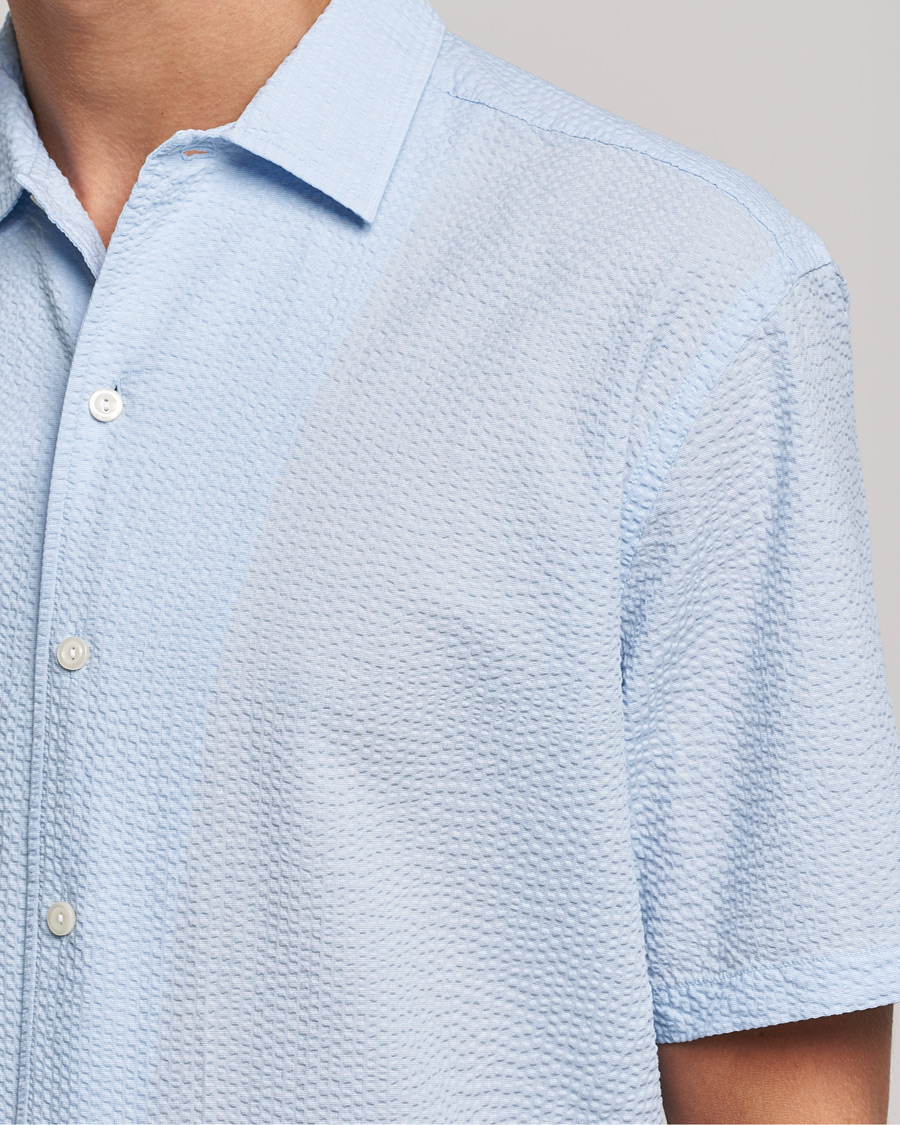 Herre | Skjorter | Eton | Seersucker Short Sleeve Shirt Light Blue