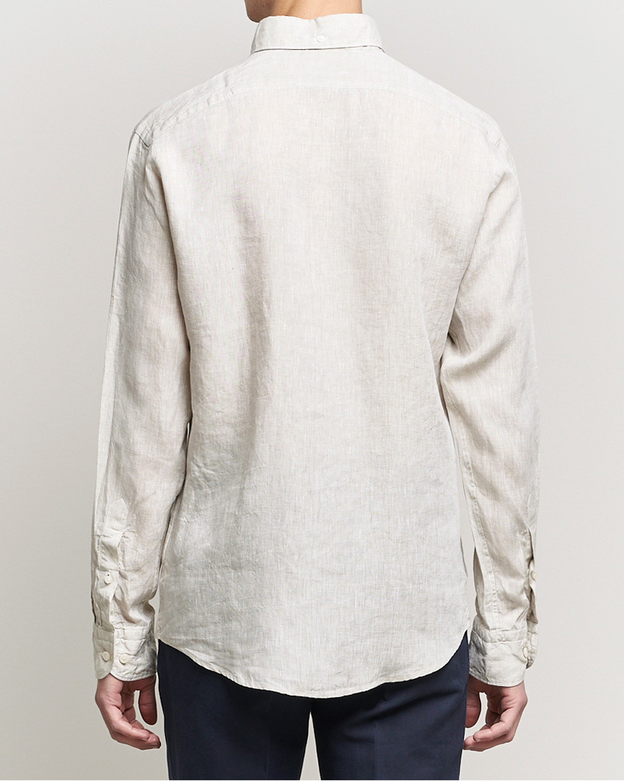 Herre | Skjorter | Eton | Slim Fit Button Down Linen Shirt Beige