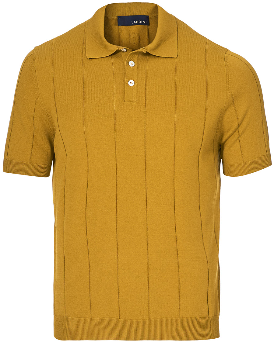 Herre | Pikéer | Lardini | Cotton Crèpe Knitted Polo Mustard