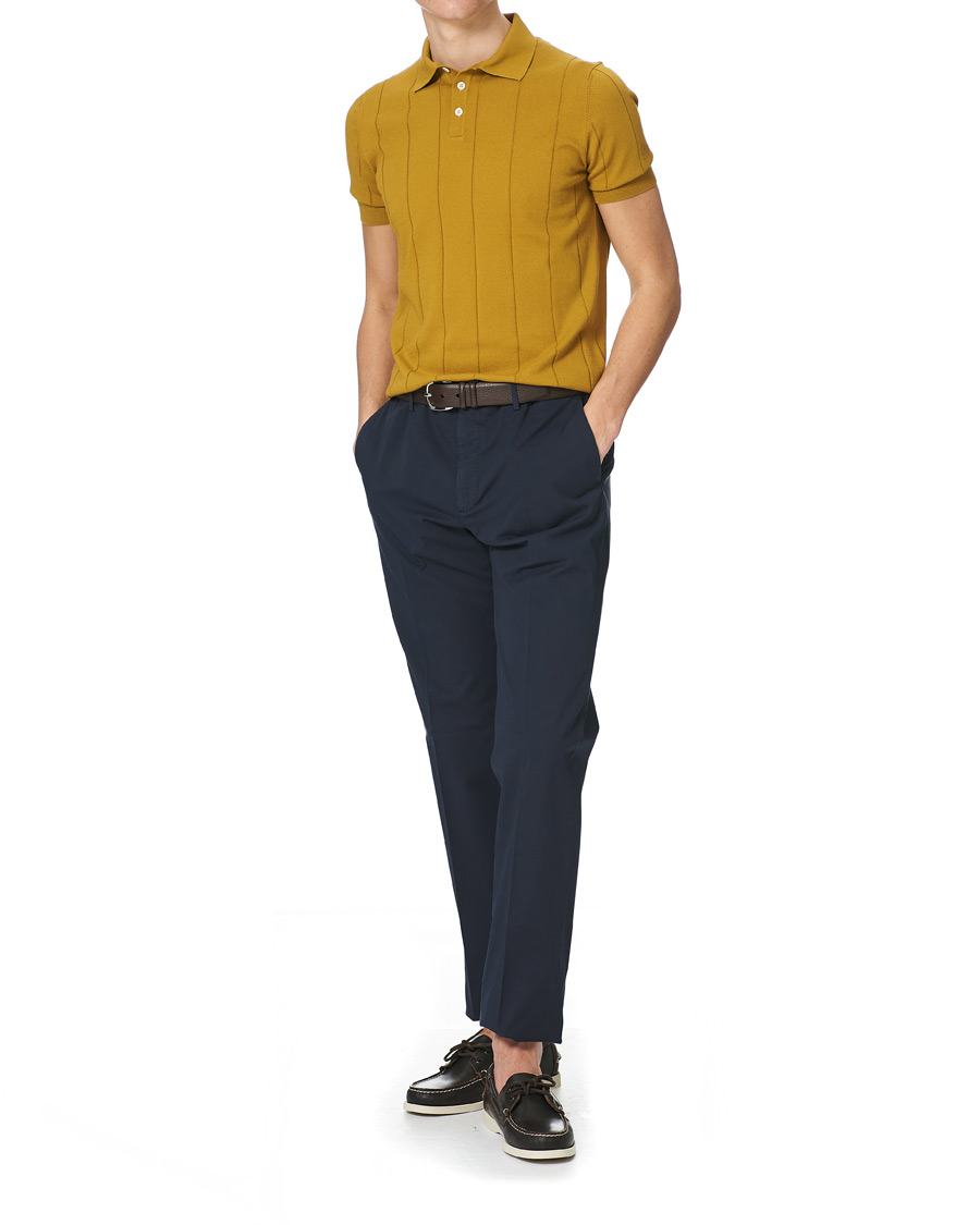 Herre | Pikéer | Lardini | Cotton Crèpe Knitted Polo Mustard