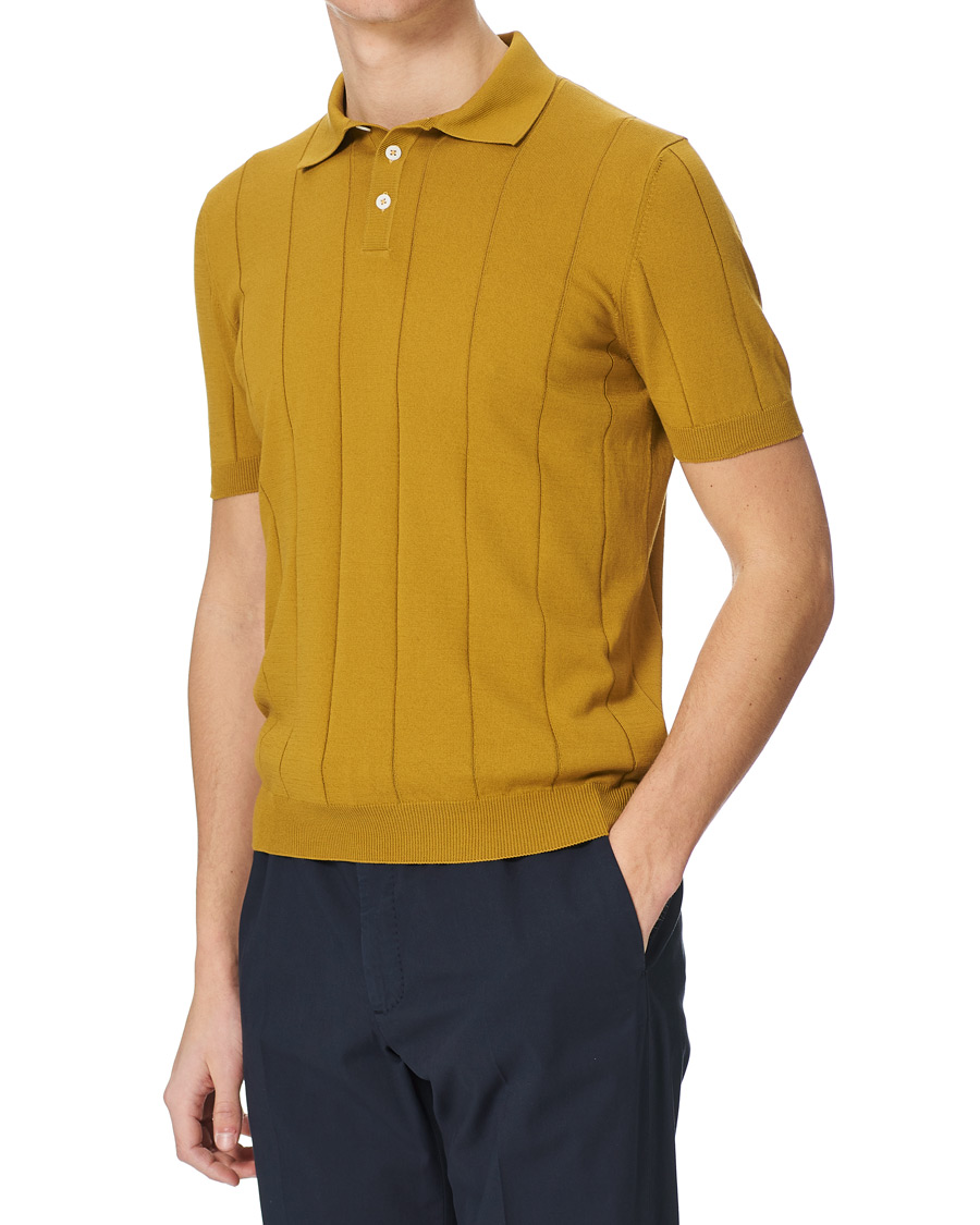 Herre | Pikéer | Lardini | Cotton Crèpe Knitted Polo Mustard