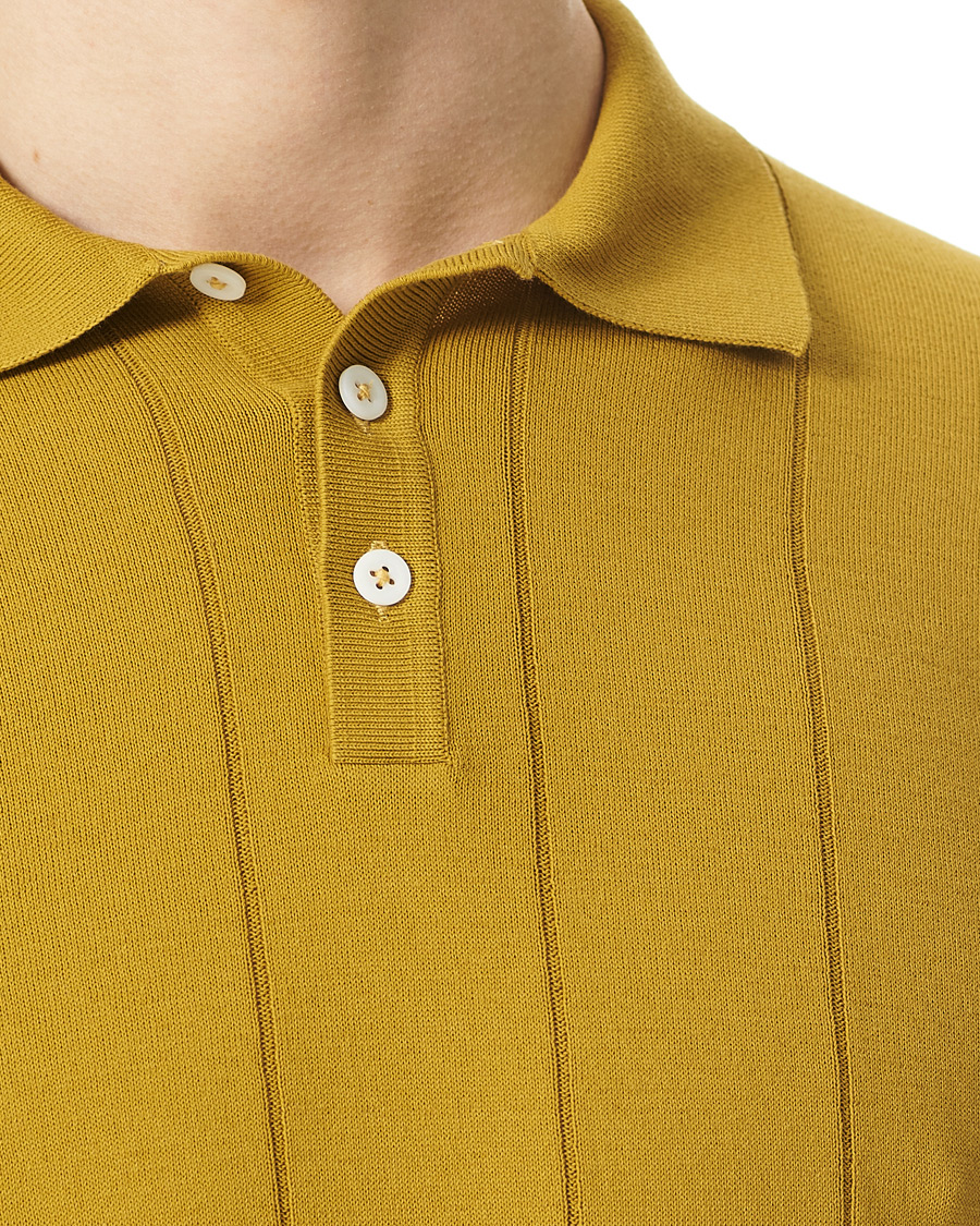 Herre | Pikéer | Lardini | Cotton Crèpe Knitted Polo Mustard