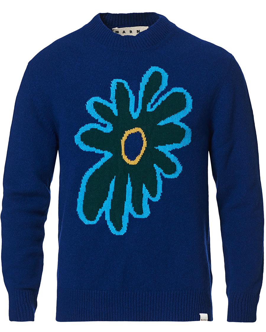 Herre | Gensere | Marni | Cashmere Flower Sweater Dark Blue