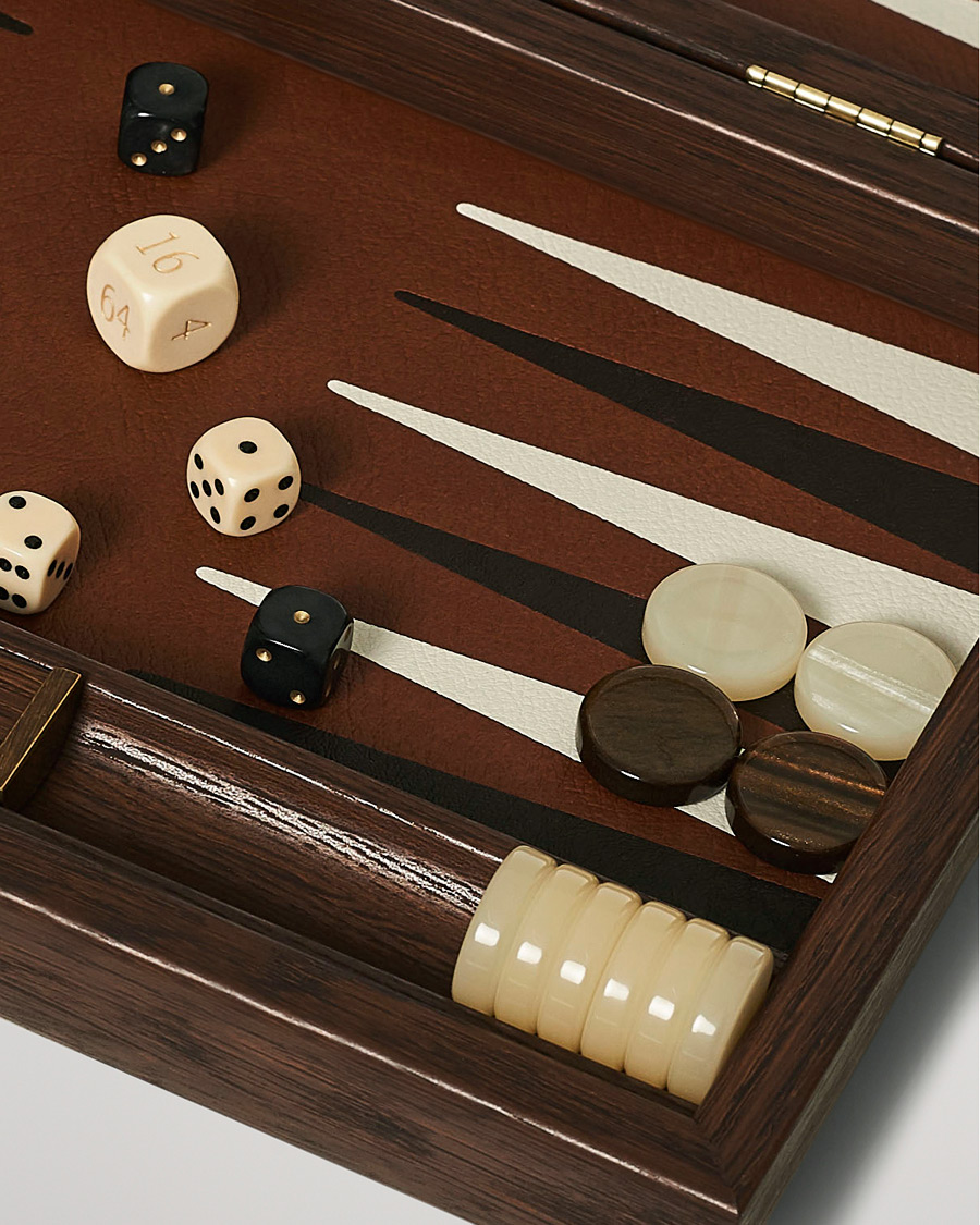 Herre | Spill og fritid | Manopoulos | Small Leatherette Backgammon Set Caramel Brown