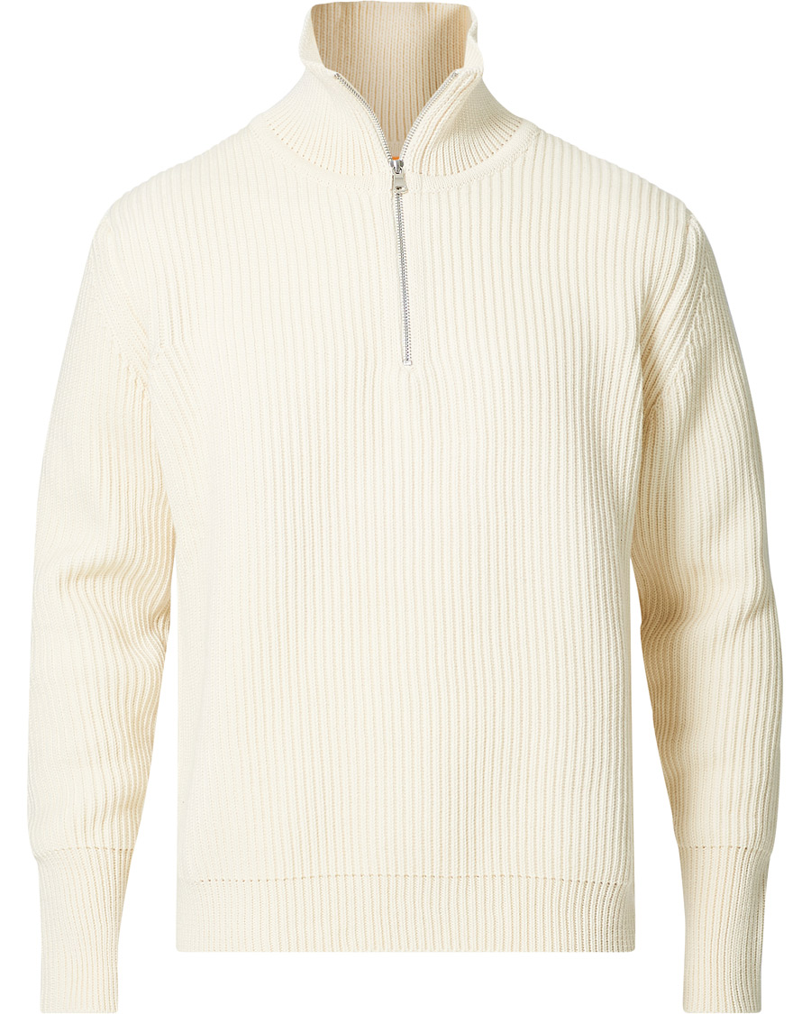 Herre | Gensere | Andersen-Andersen | Navy Half Zip Off White