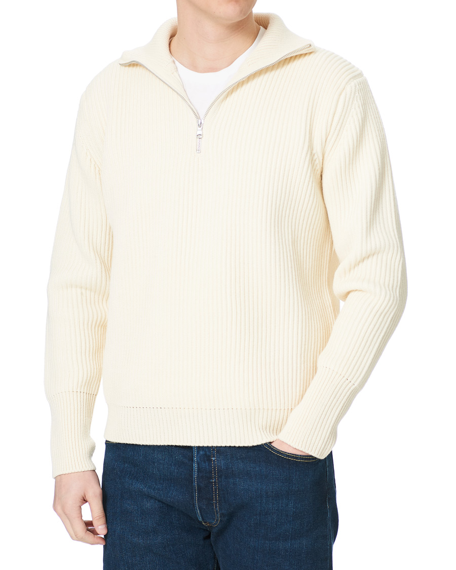 Herre | Gensere | Andersen-Andersen | Navy Half Zip Off White