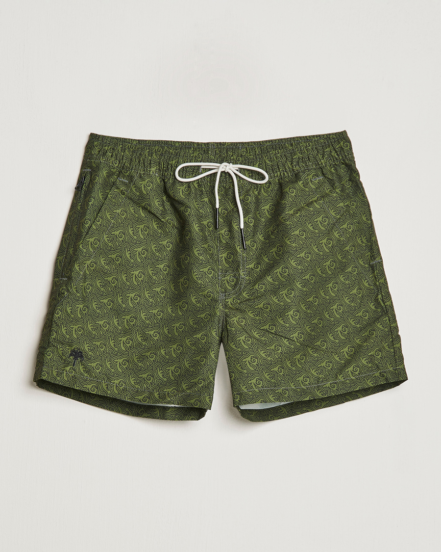 Herre | Badeshorts | OAS | Printed Swimshorts Green Squiggle