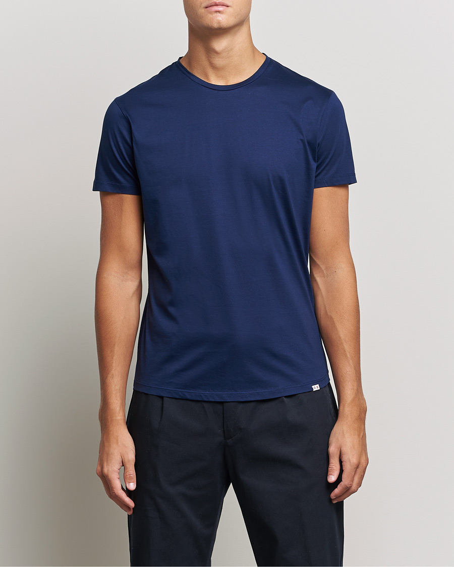 Herre | T-Shirts | Orlebar Brown | OB Crew Neck Mercerised Cotton Tee Navy