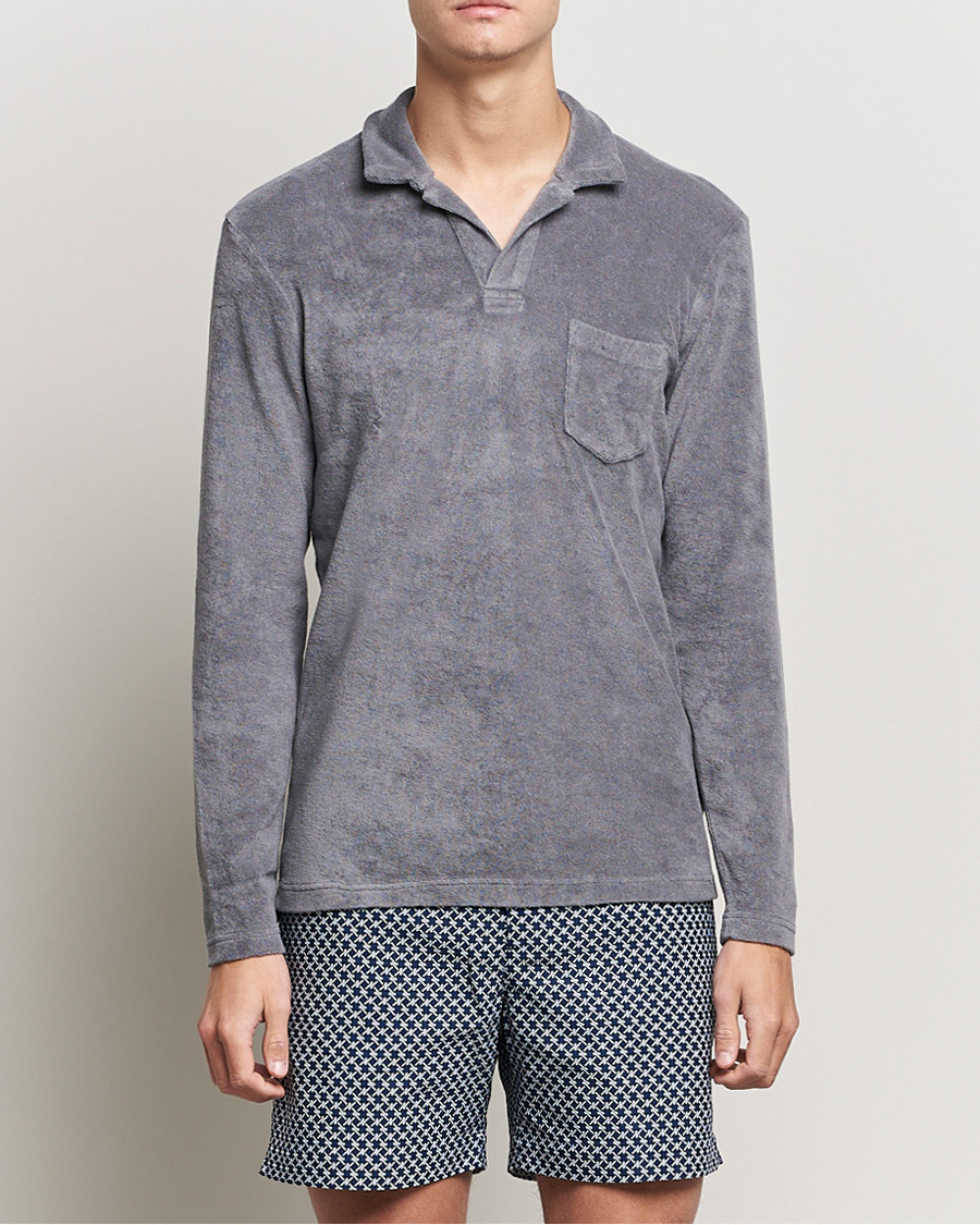 Herre | | Orlebar Brown | Terry Long Sleeve Polo Granite
