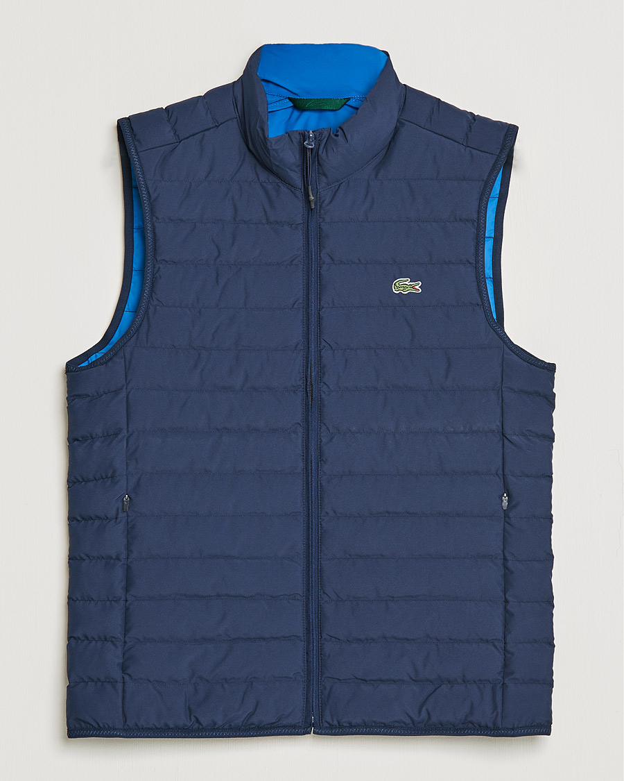 Herre |  | Lacoste | Lightweight Water-Resistant Quilted Zip Vest Navy Blue