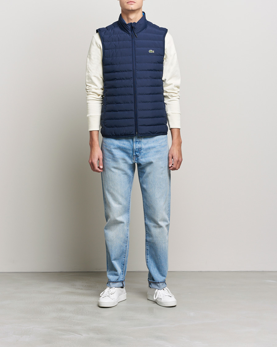 Herre | Vester | Lacoste | Lightweight Water-Resistant Quilted Zip Vest Navy Blue